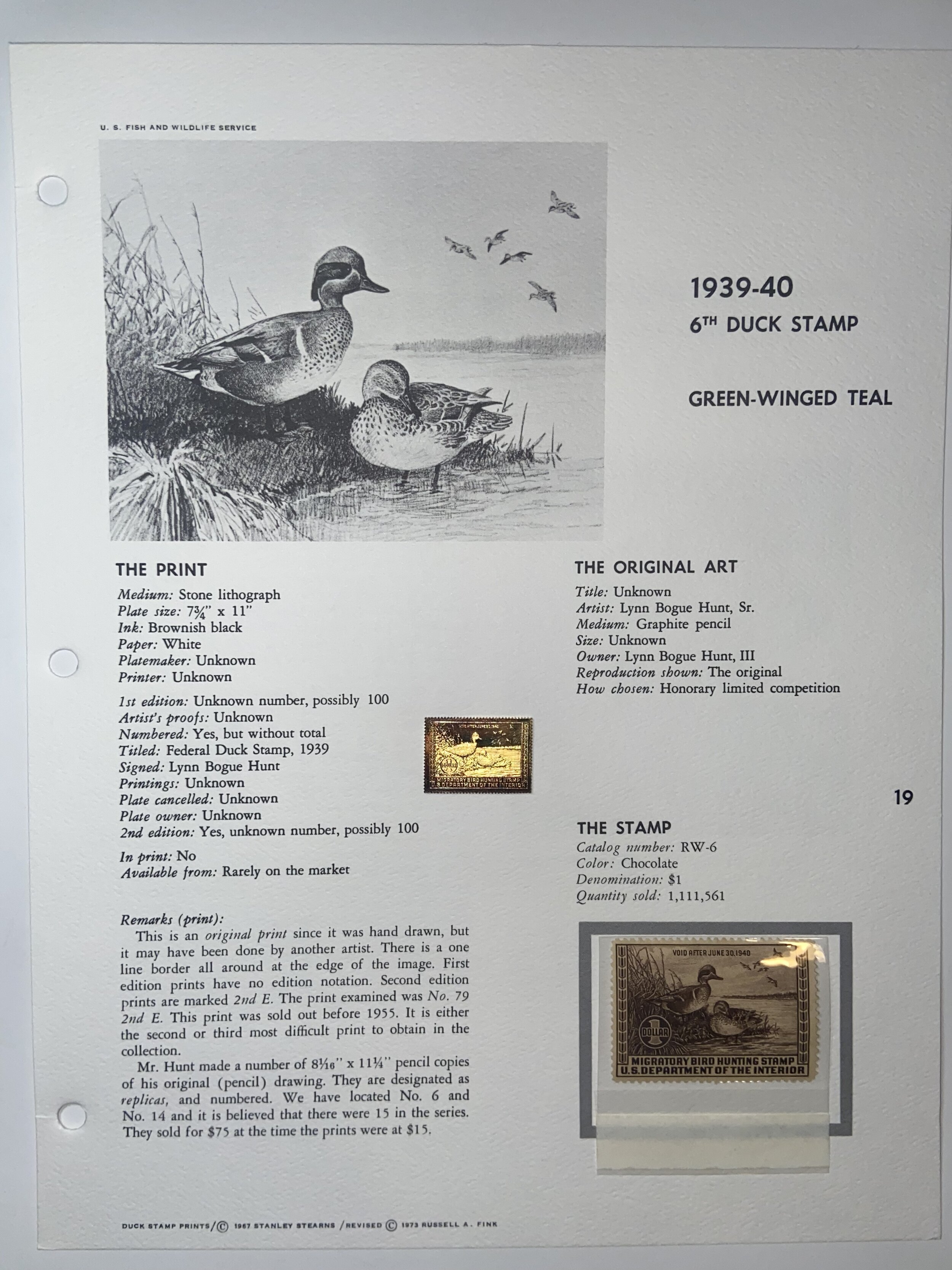 Federal Duck Stamp Collection — Doc s Carvings and Collectibles